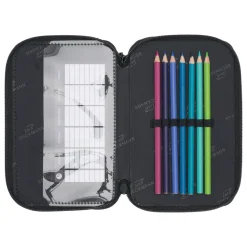 Sale Sport trippelt pennal med innhold, Black Pennal