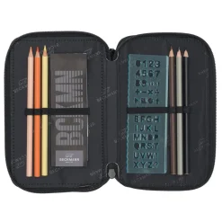 Sale Sport trippelt pennal med innhold, Black Pennal