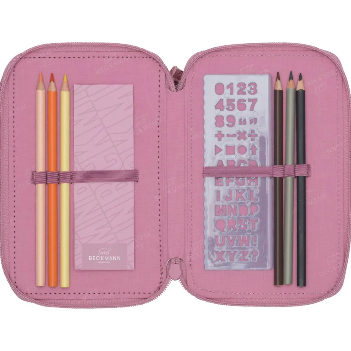 Discount Sport trippelt pennal med innhold, Pink Pennal