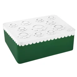 Outlet treroms matboks i plast med blomster, hvit/grønn Matbokser