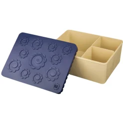 Discount treroms matboks i plast med blomster, blå/beige Matbokser