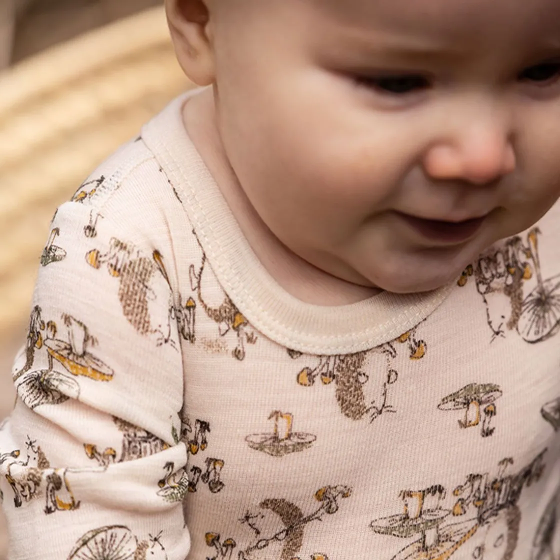 New body i ull AOP, Loden Green Melange Ullbody Og Ullgensere Baby | Ullbodyer Baby Gutt