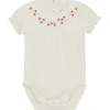 Fashion kortermet body med broderier, Egret Penklær Jente | Penklær Baby Jente
