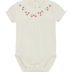 Fashion kortermet body med broderier, Egret Penklær Jente | Penklær Baby Jente
