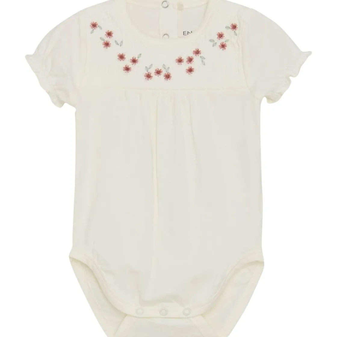 Fashion kortermet body med broderier, Egret Penklær Jente | Penklær Baby Jente