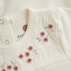 Fashion kortermet body med broderier, Egret Penklær Jente | Penklær Baby Jente