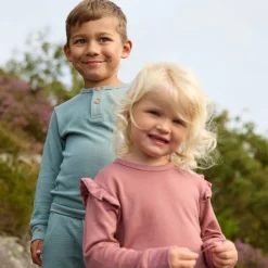 Fashion Ulle ullsett i ull/bambus til barn, Dus Grønn Ullbukser 8-16 År | Ullbukser Gutt 3-10 År