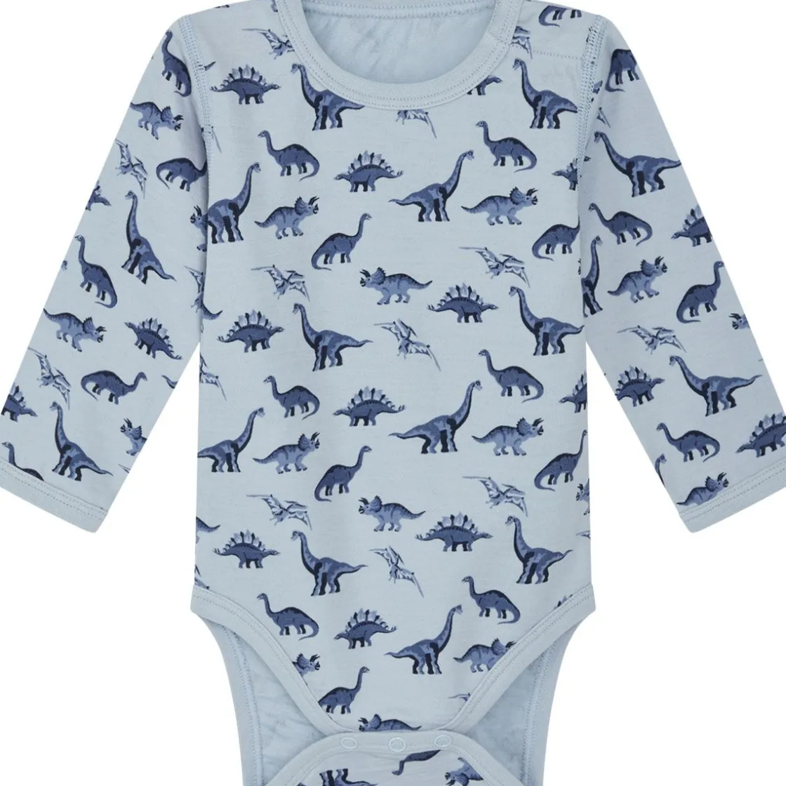 Clearance Hust & Claire Badia body ull/bambus Dino, Cloud Blue Ullbody Og Ullgensere Baby | Ullbodyer Baby Gutt