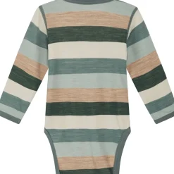 Best Hust & Claire Badia body ull/bambus striper, Jade Green Ullbody Og Ullgensere Baby | Ullbodyer Baby Gutt