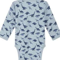 Clearance Hust & Claire Badia body ull/bambus Dino, Cloud Blue Ullbody Og Ullgensere Baby | Ullbodyer Baby Gutt