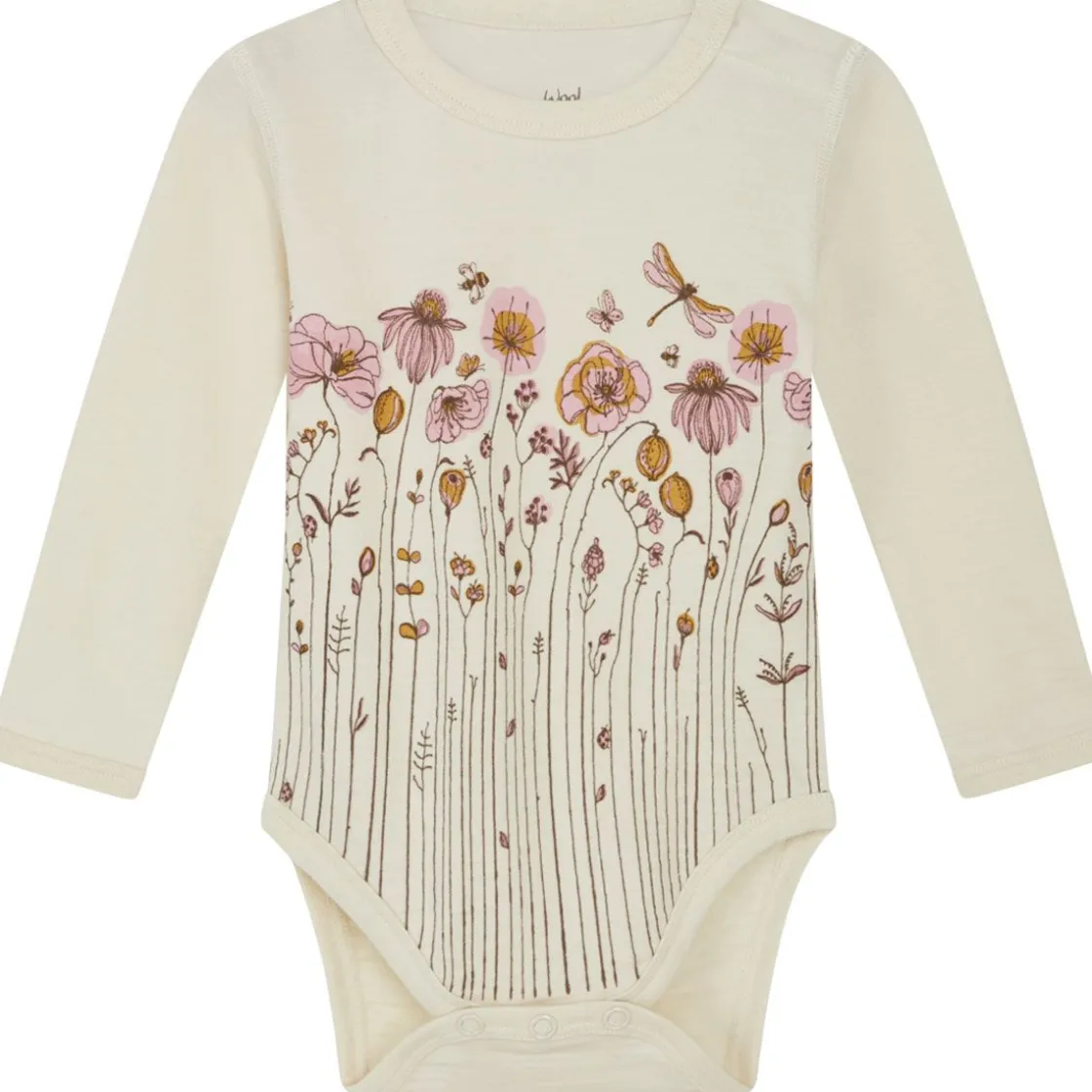 Online Hust & Claire Baloo body ull/bambus blomster, Ecru Ullbody Og Ullgensere Baby | Ullbodyer Baby Jente