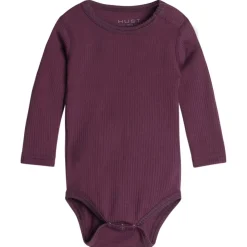 Fashion Hust & Claire Berry ribb body i ull/lyocell, plum wine Ullbody Og Ullgensere Baby | Ullbodyer Baby Jente