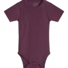 New Hust & Claire Bet ribb kortermet body i ull, plum wine Ullbody Og Ullgensere Baby | Ullbodyer Baby Jente
