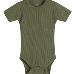 Hot Hust & Claire Bet ribb kortermet body i ull, olivine Ullbody Og Ullgensere Baby | Ullbodyer Baby Jente