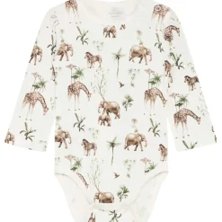 Clearance Hust & Claire body i bambus m/safari dyr, ivory Bodyer Baby Jente | Bodyer Baby Gutt