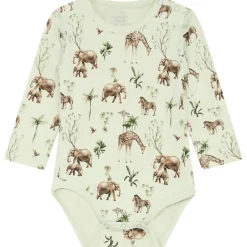 Hot Hust & Claire body i bambus m/safari dyr, Green hint Bodyer Baby Jente | Bodyer Baby Gutt