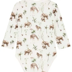 Clearance Hust & Claire body i bambus m/safari dyr, ivory Bodyer Baby Jente | Bodyer Baby Gutt