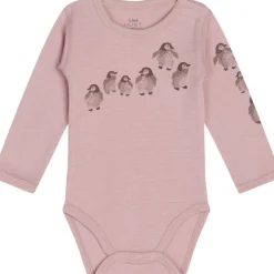 Clearance Hust & Claire body i ull med pingviner, Shade rose Ullbody Og Ullgensere Baby | Ullbodyer Baby Jente