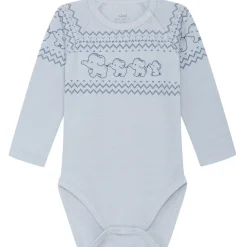 Sale Hust & Claire Bosti body elefanter ull, Cloud Blue Ullbody Og Ullgensere Baby | Ullbodyer Baby Gutt