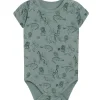 Outlet Hust & Claire Bue kortermet body i bambus, Green Ice Kort | Kortermet Baby Gutt