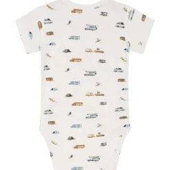 New Hust & Claire Bue kortermet body i bambus, white sand Bodyer Baby Jente | Bodyer Baby Gutt