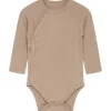 Outlet Hust & Claire Bum omslagsbody m/hullmønster, mocca Bodyer Baby Jente | Bodyer Baby Gutt