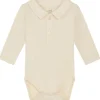Clearance Hust & Claire Caldur body med krage i ull/bambus, Ecru Ullbody Og Ullgensere Baby | Juleantrekk Baby Gutt