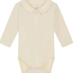 Clearance Hust & Claire Caldur body med krage i ull/bambus, Ecru Ullbody Og Ullgensere Baby | Juleantrekk Baby Gutt