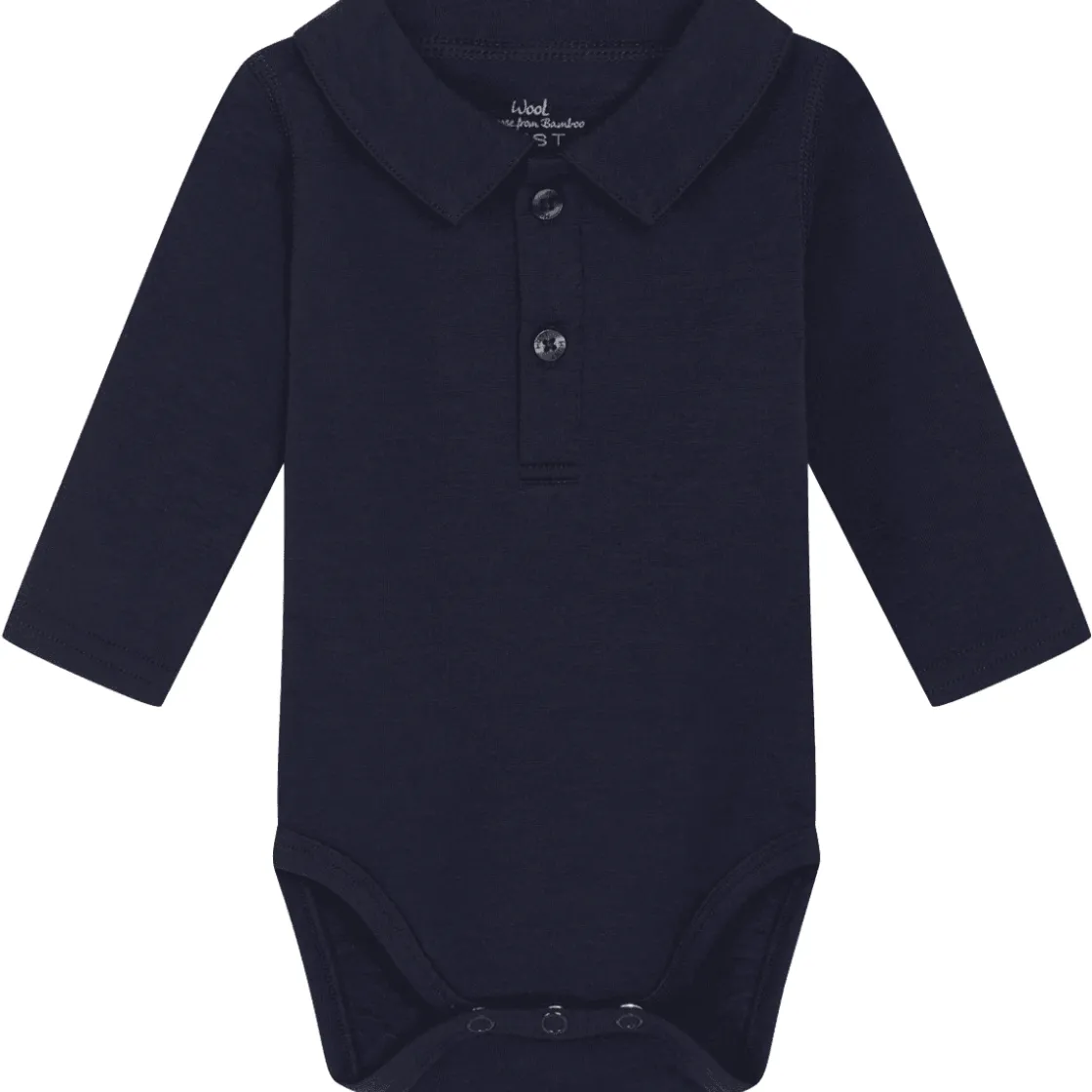 Outlet Hust & Claire Caldur body med krage i ull/bambus, Navy Ullbody Og Ullgensere Baby | Penklær Baby Gutt