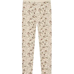Outlet Hust & Claire leggings i ull/bambus m/blomster, Ecru Ullbukser 8-16 År | Ullbukser Gutt 3-10 År
