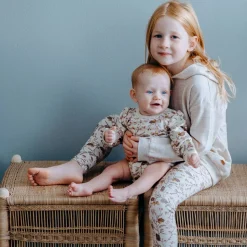 Outlet Hust & Claire leggings i ull/bambus m/blomster, Ecru Ullbukser 8-16 År | Ullbukser Gutt 3-10 År