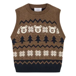 Clearance Hust & Claire Perrie strikket vest til baby, cub brown Juleantrekk Baby Gutt | Penklær Baby Gutt