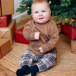 Fashion Hust & Claire Pilou genser til baby, Coffee Melange Juleantrekk Baby Gutt | Penklær Baby Gutt
