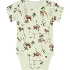 Clearance Hust & Claire Safari kortermet body i bambus, Green Kort | Kortermet Baby Gutt