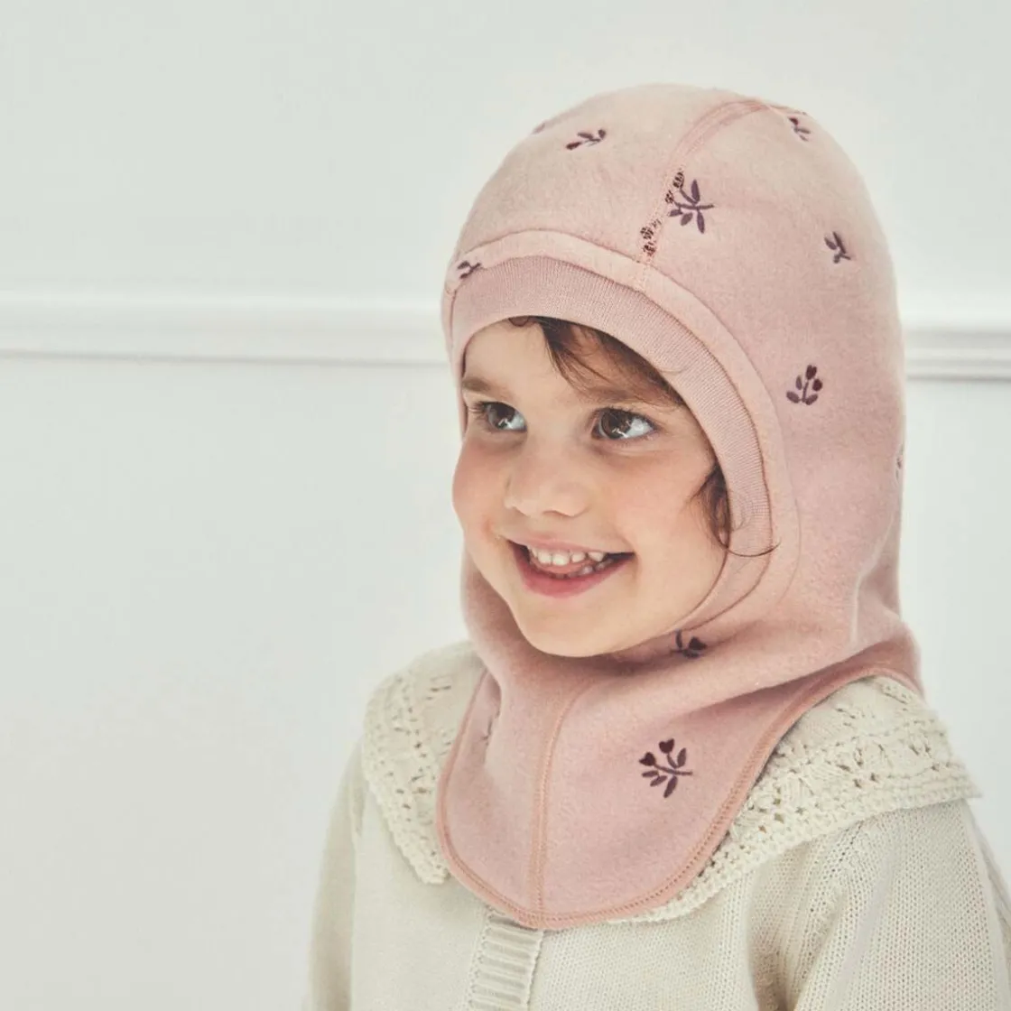 Online Balaclava bomullsfleece m/broderi, Mahogany Rose Vår- Og Høstluer Barn | Vår- Og Høstluer Baby