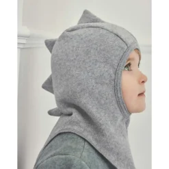 Hot Balaclava Dino bomullsfleece, Light Grey Melange Vår- Og Høstluer Barn | Vår- Og Høstluer Baby