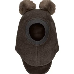 Fashion Balaclava lue tovet ull og dusker,Dark Brown Vinterluer Barn | Vinterluer Baby