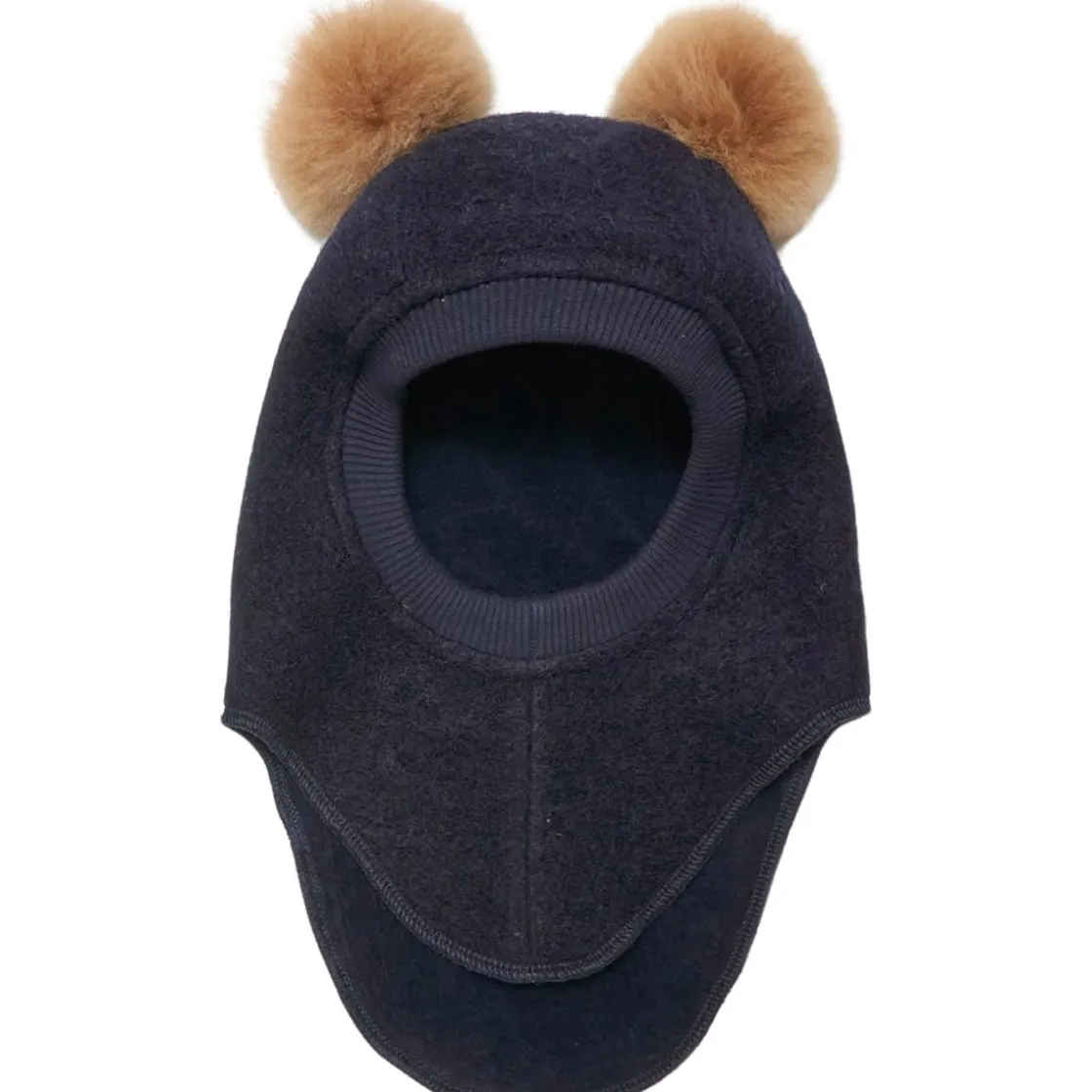 Outlet Balaclava lue tovet ull og dusker, Dark Navy Vinterluer Barn | Vinterluer Baby