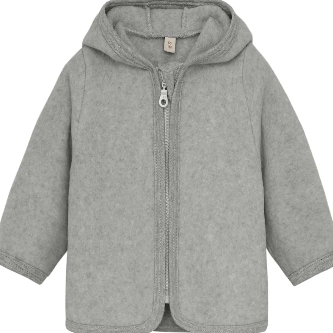 Discount bomullsfleece jakke med ører, Light Grey Melange Fleece Barn | Jakker Barn