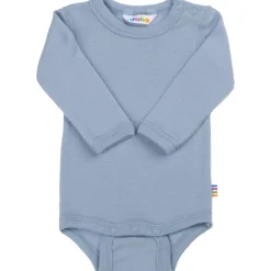 Hot Aqua Flora body i sommerull, Dusty blue Ullbody Og Ullgensere Baby | Ullbodyer Baby Gutt
