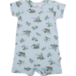 Clearance Lake kortermet romper i bambus, Light blue Rompere Baby Gutt | Heldresser & Pyjamaser Gutt