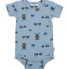Sale Poppy & Mill kortermet body i bambus, Blue Kort | Kortermet Baby Gutt