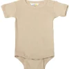Outlet ribbet kortermet body, Beige Kortermet Baby Jente