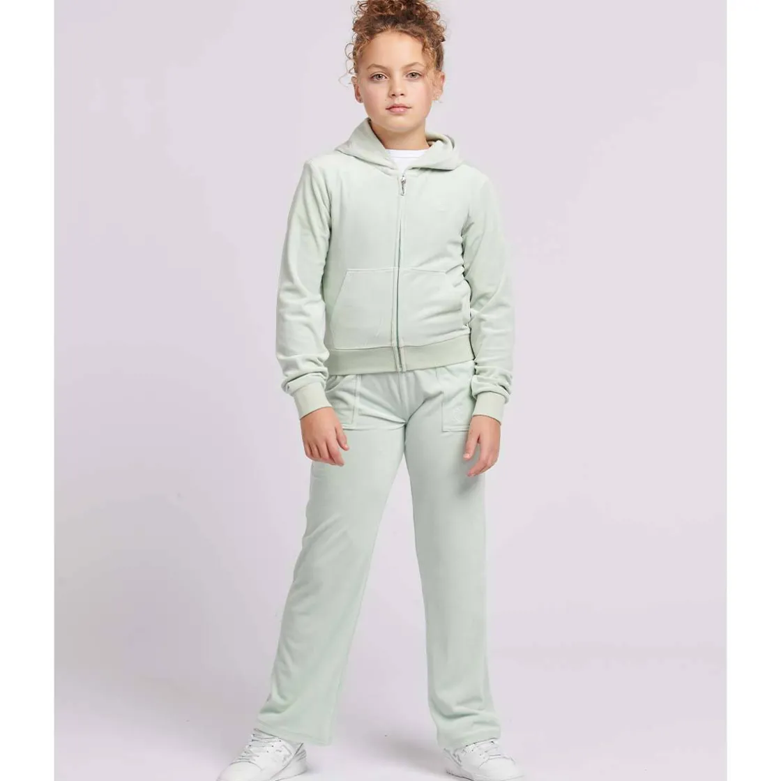 Outlet Tonal velour joggebukse, surf spray Bukser Jente 8-16 År | Bukser Baby Gutt