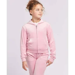 Hot Tonal velour hettejakke, pink nectar Gensere Jente 8-16 År | Gensere & Overdeler Gutt