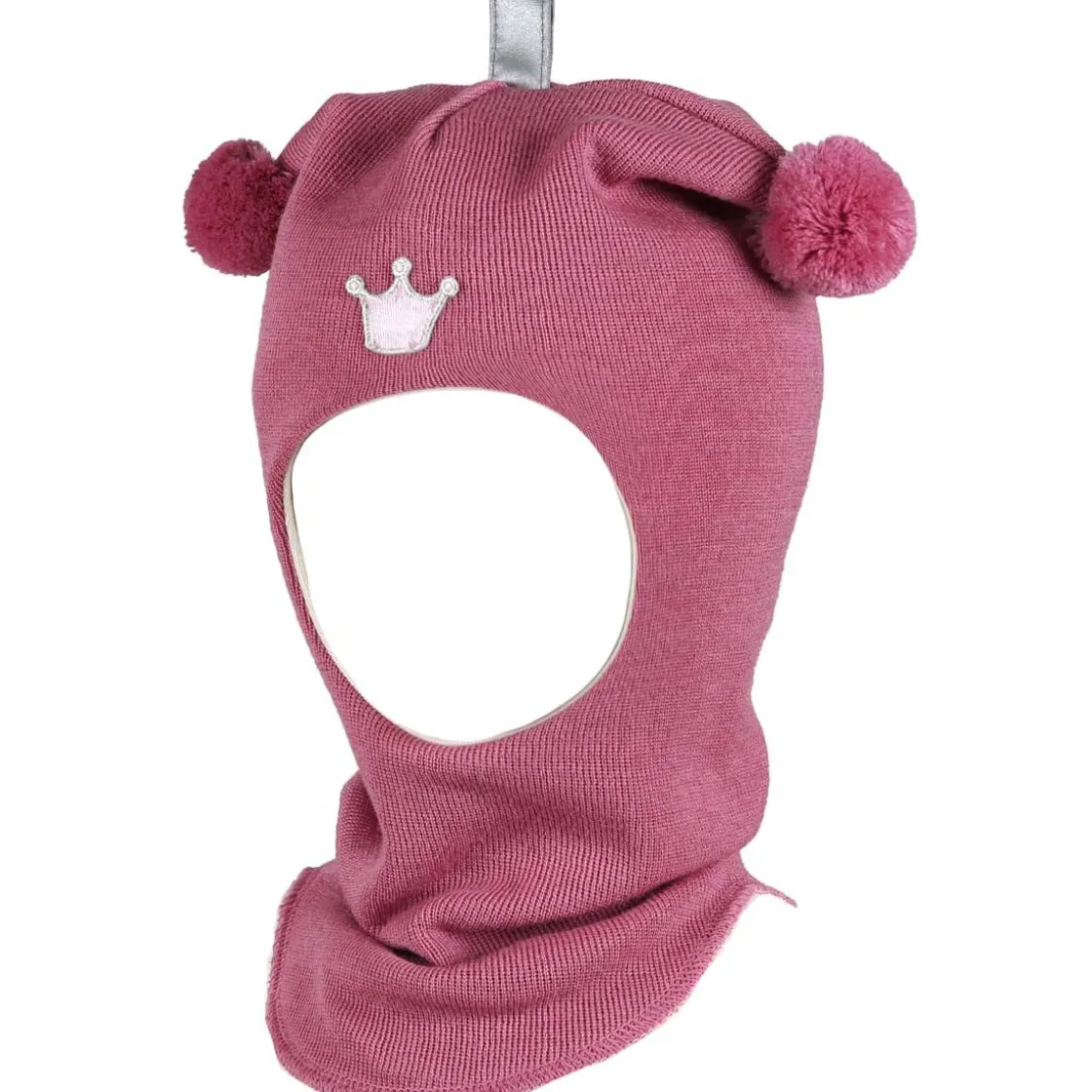 New balaclava lue med krone, mørk rosa Vinterluer Barn | Vinterluer Baby