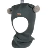 Fashion balaclava med kontrast dusker, støvgrønn/sand Vinterluer Barn | Vinterluer Baby
