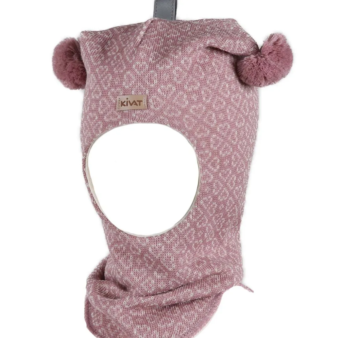 Discount balaclava med små hjerter, creme/old rose Vinterluer Barn | Vinterluer Baby