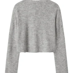 New Nlfbowback strikket genser til barn, Light Grey Melange Penklær Jente 8-16 År | Penklær Baby Gutt