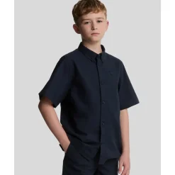 Hot kortermet skjorte i lin, Dark Navy Skjorter Gutt 8-16 År | Skjorter Gutt